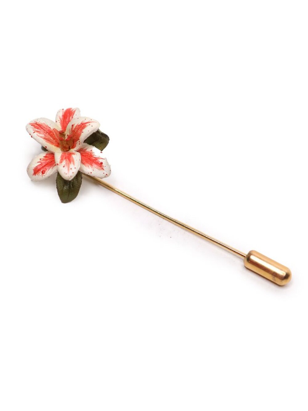 Vintage Cottage Craft Designs Leather Lily Flower Hat Pin Hinterland Handcrafts